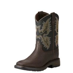 Ariat Kid's Brown And Black Workhog Square Toe Boot