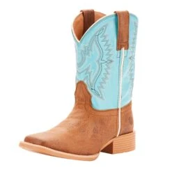 Ariat Kid's Tan And Blue Bristo Square Toe Boot