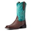 Ariat Women's Dark Cottage/Turquoise Square Toe Boots -Ariat 10033870 3 4 front