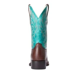 Ariat Women's Dark Cottage/Turquoise Square Toe Boots -Ariat 10033870 heel