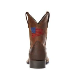 Ariat Kid's Patriot Distressed Brown Square Toe Boots -Ariat 10034408 heel