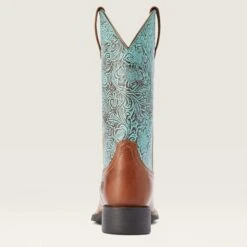 Ariat Women's Round Up Brown/Turquoise Square Toe Boots -Ariat 10042534 heel warm