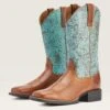 Ariat Women's Round Up Brown/Turquoise Square Toe Boots 1 Ariat Women's Round Up Brown/Turquoise Square Toe Boots -Ariat 10042534 pair warm