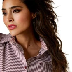 Ariat Women's Burgundy And White Stripe Shirt 11 Ariat Women's Burgundy And White Stripe Shirt -Ariat 10043473 03