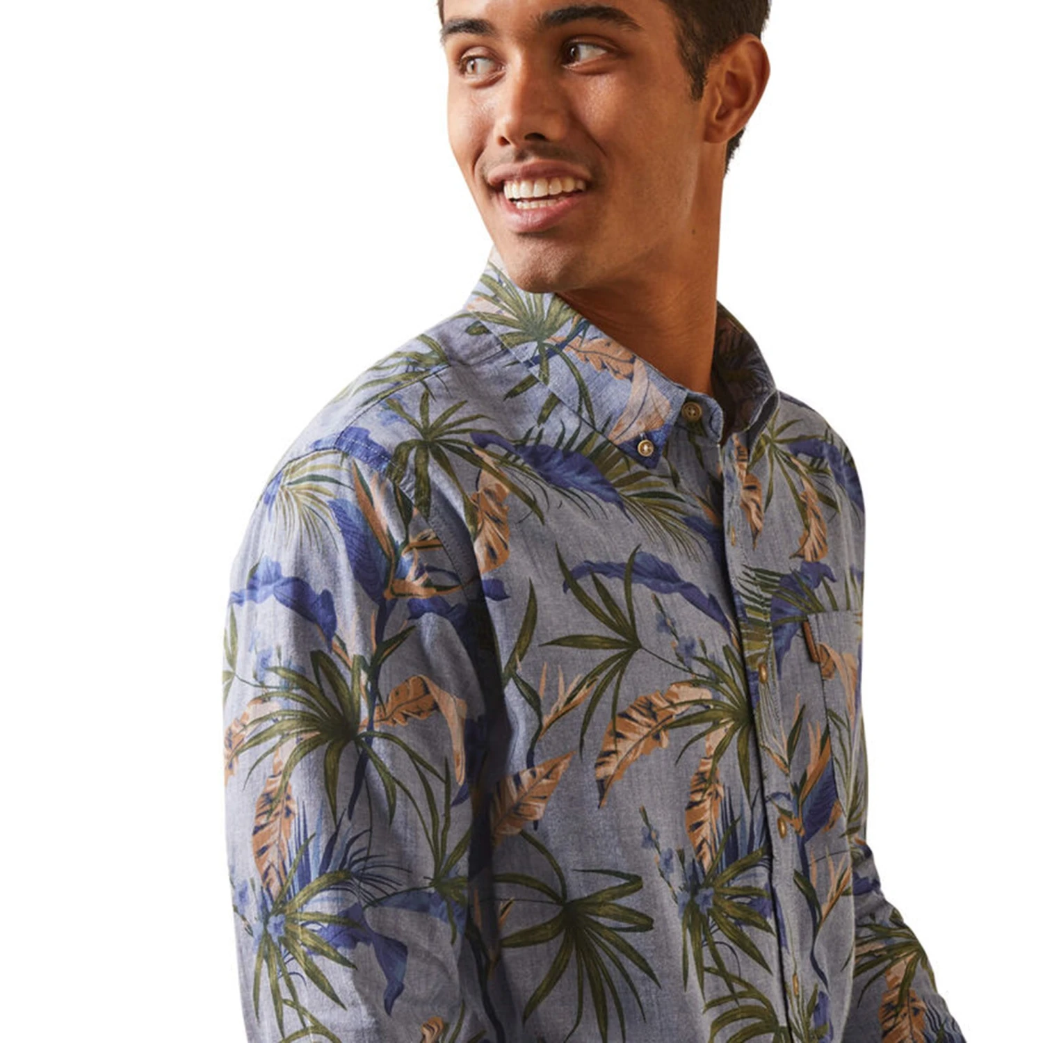 Ariat Men's Blue And White Iverson Hawaiian 5 Ariat Men's Blue And White Iverson Hawaiian - Image 3