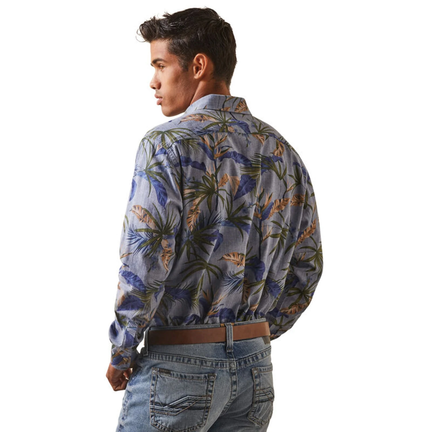 Ariat Men's Blue And White Iverson Hawaiian 4 Ariat Men's Blue And White Iverson Hawaiian - Image 2