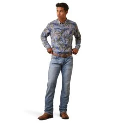 Ariat Men's Blue And White Iverson Hawaiian 9 Ariat Men's Blue And White Iverson Hawaiian -Ariat 10043710 full