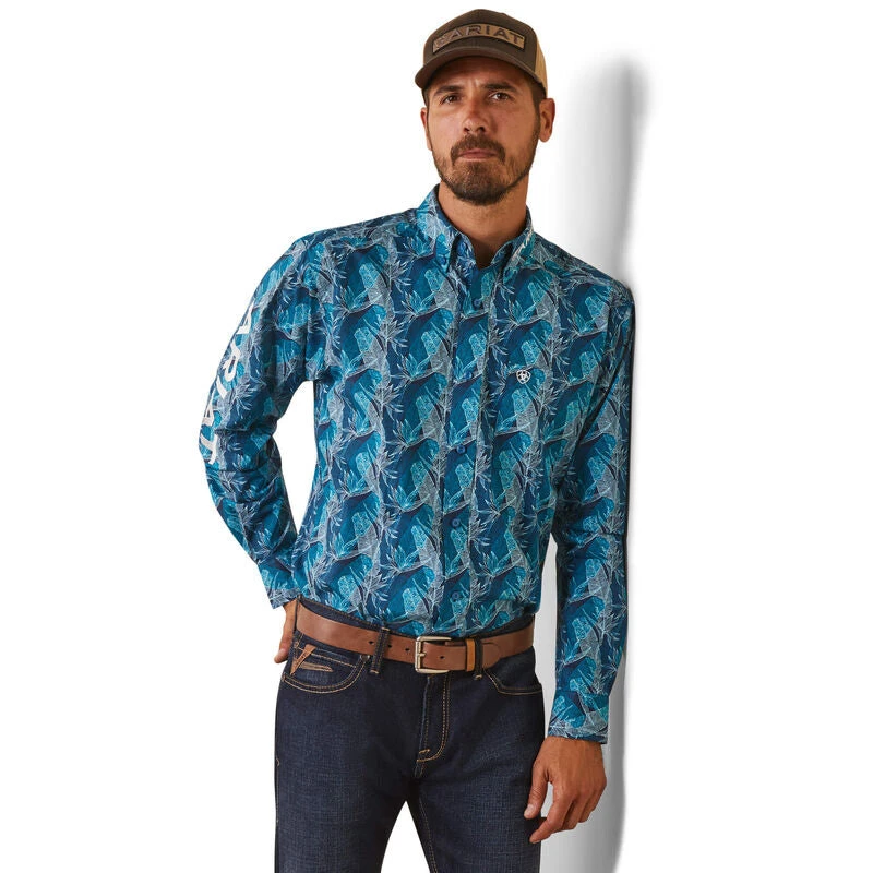 Ariat Men's Teal Team Hugh Shirt 4 Ariat Men's Teal Team Hugh Shirt - Image 2