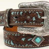 Ariat Girl's Floral Diamond Concho Turquoise Inlay Belt 2 Ariat Girl's Floral Diamond Concho Turquoise Inlay Belt -Ariat Ariat Girls Fashion Belt prdcode 66574 s a1302402